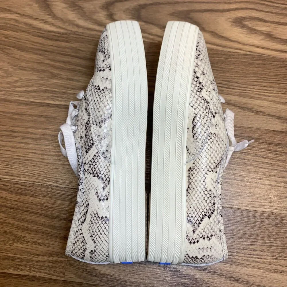 Keds Womens Triple Kick Sneakers Platform Shoes Snake Print Leather Lace Up 7‎